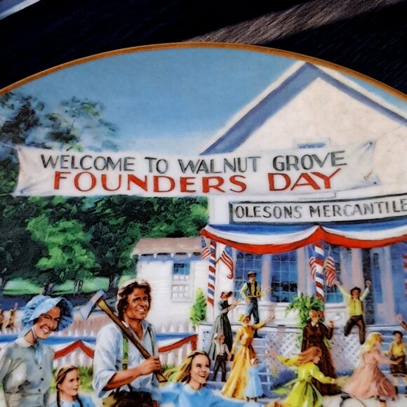 Vintage Little House On The Prairie Founder's Day Collection Picnic Plate 24kt - Picture 2 of 10